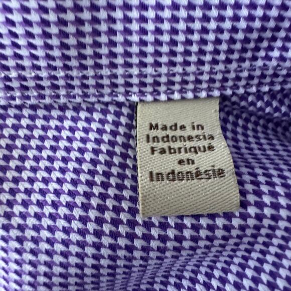 Tommy Bahama Dress Shirt Mens 16.5 34-35 Purple Houndstooth Long Sleeve NWT - Picture 7 of 12